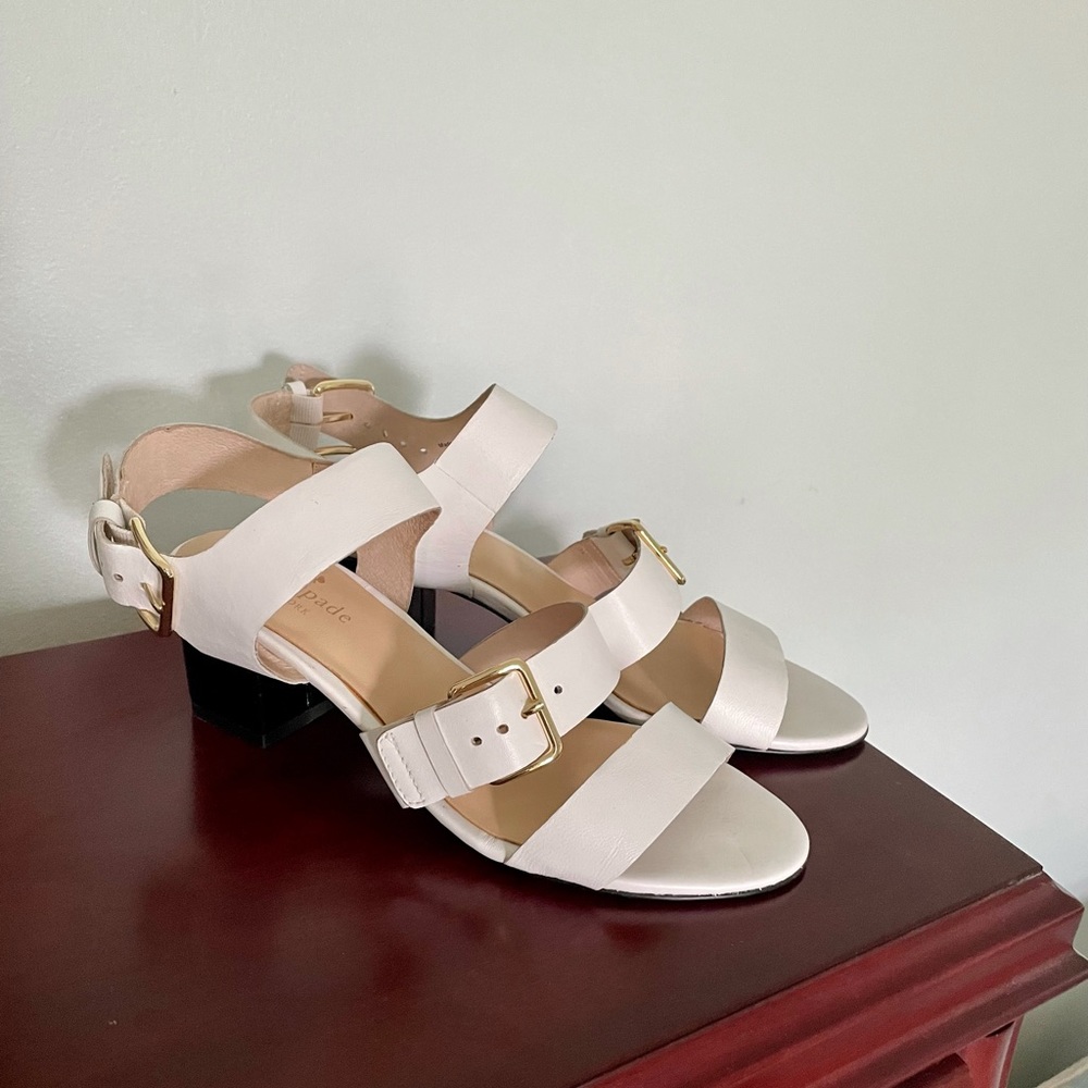 White Kate Spade Heeled Sandals